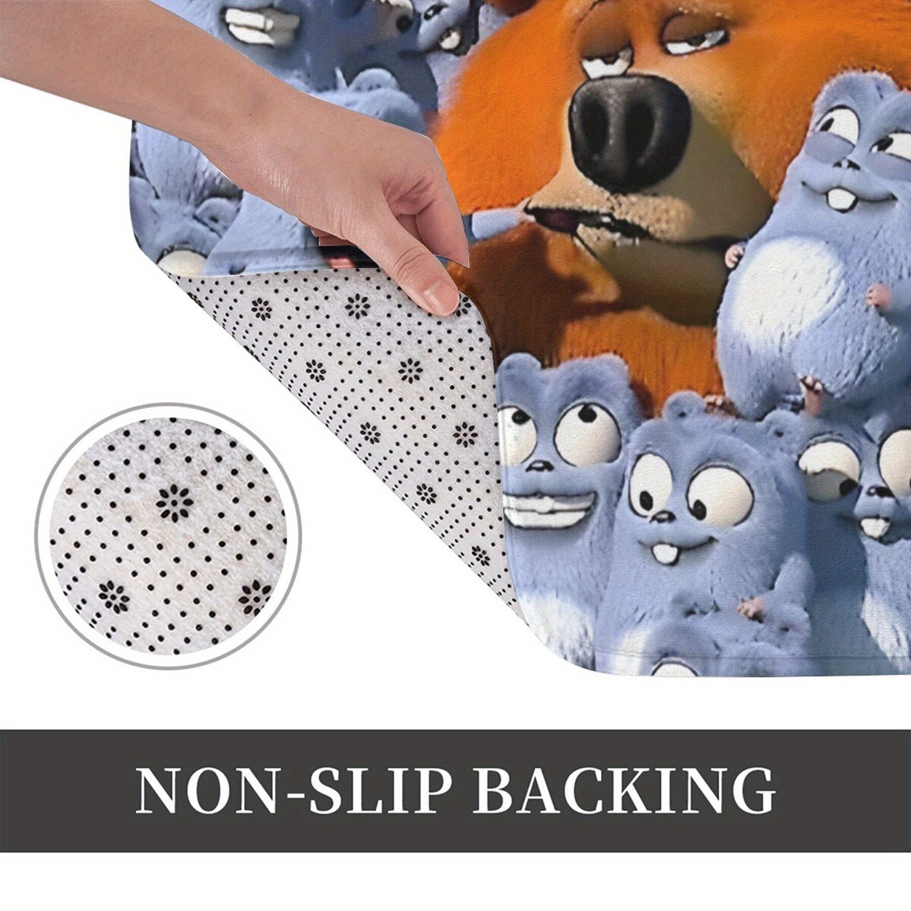 Grizzly va Lemminglar bilan bezatilgan Polyester Kirish Gilami - Yengil, Sirpanmaydigan va Mashinada Yuviladigan To'rtburchak Pol Gilami - Mashinada Tayyorlangan Kirish Gilami