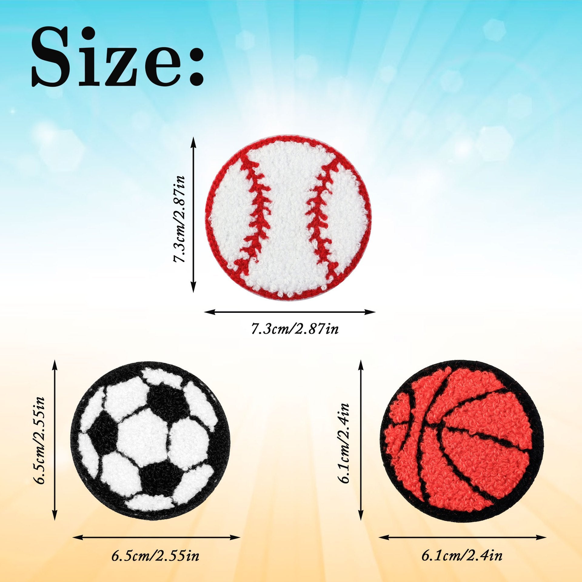 Sports Theme Iron-On Patches for Clothing Baseball Football Basketball Easy DIY
