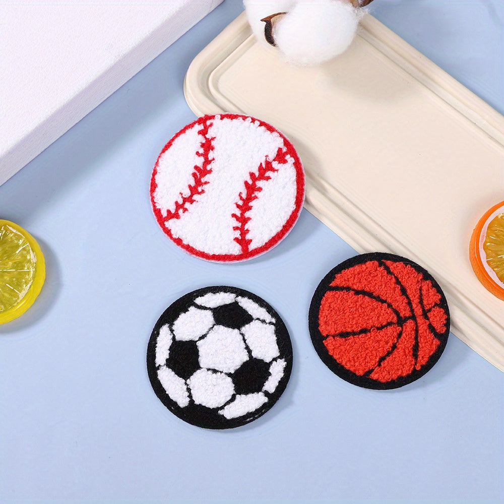 Sports Theme Iron-On Patches for Clothing Baseball Football Basketball Easy DIY