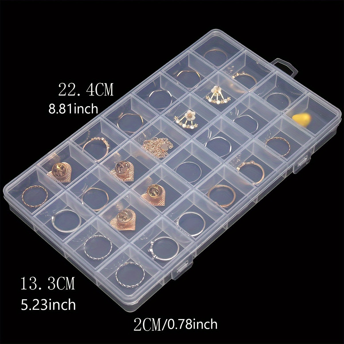 Plastic Jewelry Organizer Box with 28 Compartments for Rings Earrings and Necklaces
