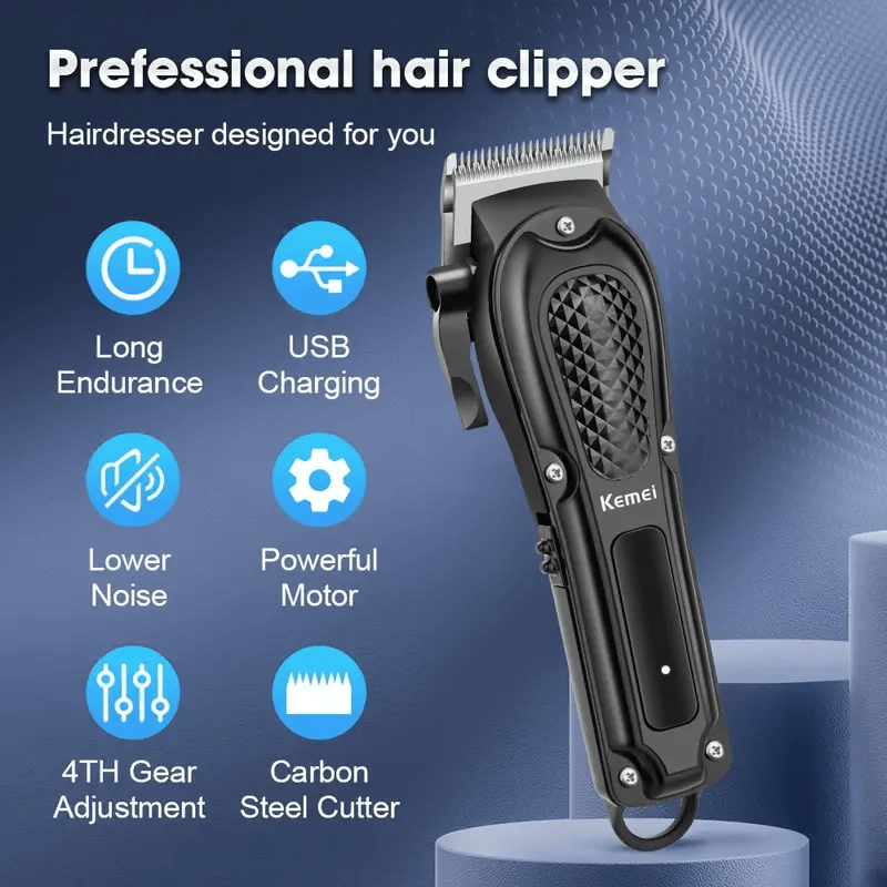 Cortapelos profesionales con motor de alta velocidad, batería de litio de 1500mAh, set de caja de regalo