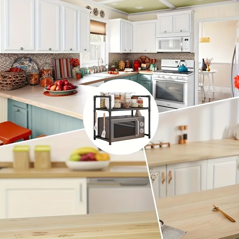 Регулируемое решение для хранения на столешницах, в спальнях и в ванных комнатах - прочный кухонный органайзер из ПП-пластика с ручкой, крючками и многофункциональным дизайном - идеально подходит для микроволновых печей, духовок и не только.