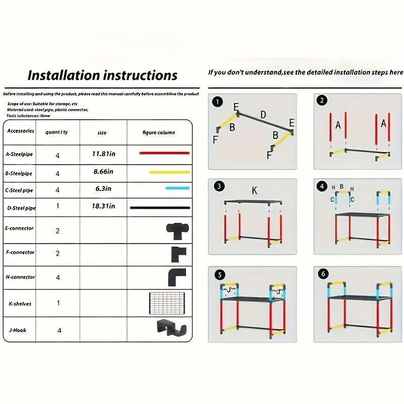 Регулируемое решение для хранения на столешницах, в спальнях и в ванных комнатах - прочный кухонный органайзер из ПП-пластика с ручкой, крючками и многофункциональным дизайном - идеально подходит для микроволновых печей, духовок и не только.