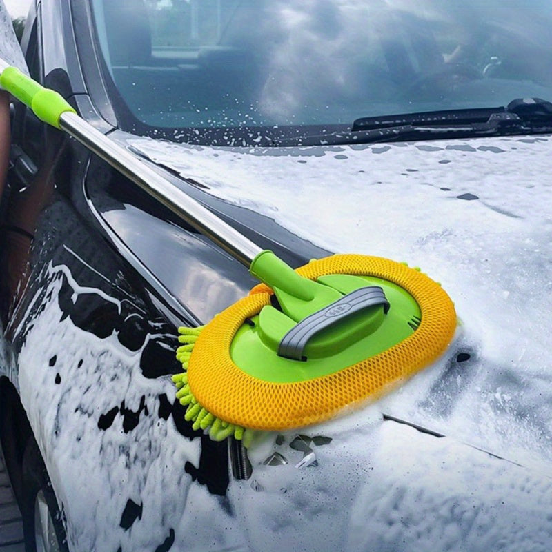 Mopa de microfibra de chenilla verde extensible para lavado de coches y detalles fáciles