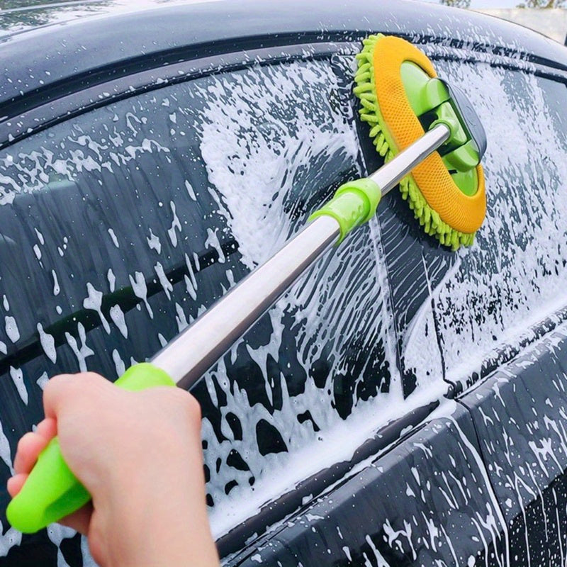 Extendable Green Chenille Microfiber Car Wash Mop for Easy Detailing