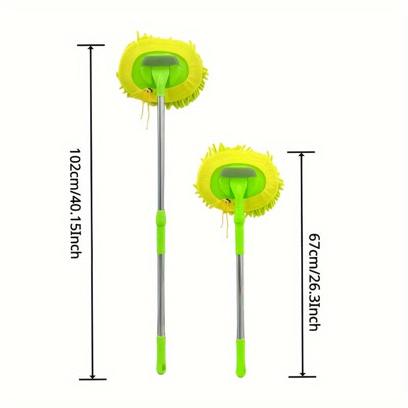 Extendable Green Chenille Microfiber Car Wash Mop for Easy Detailing