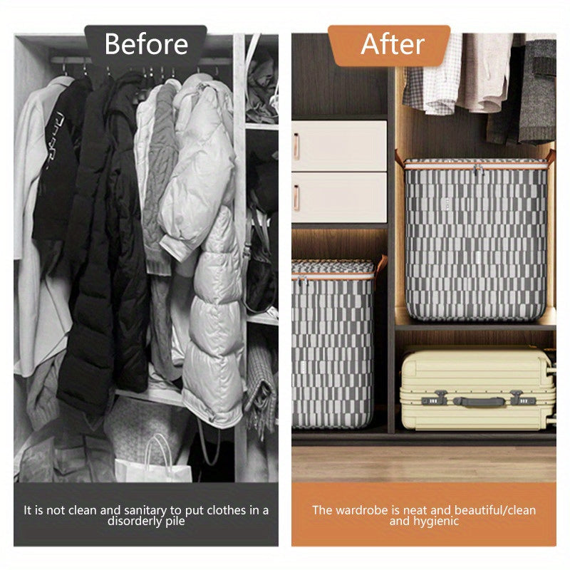 Large Fabric Wardrobe Storage Bag with Zipper Cover and Handle for Clothing and Toys