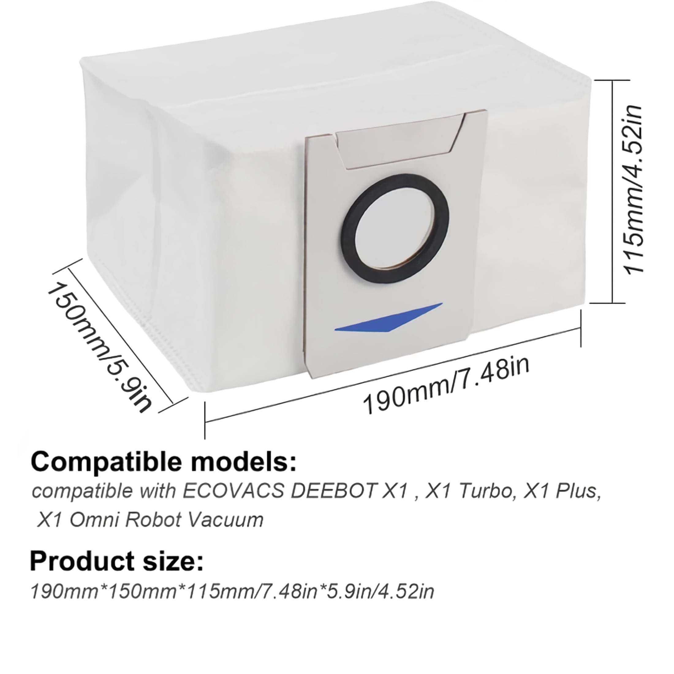 Set of 10 Dust Bags for Robot Vacuums, 3L Capacity, Easy Seal