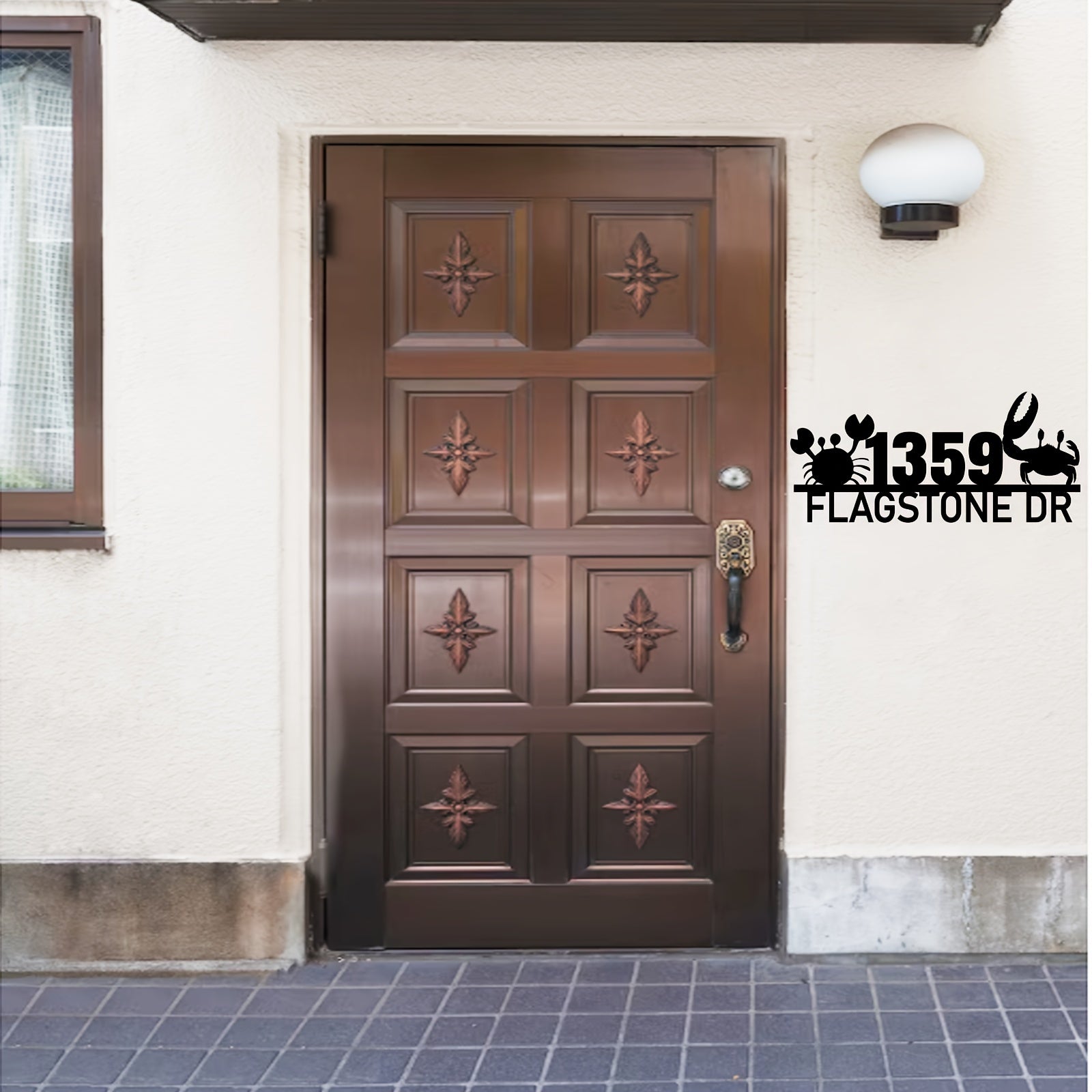 Black Nautical House Number Plaque Iron Crab Wall Mount Address Sign for Home Decor