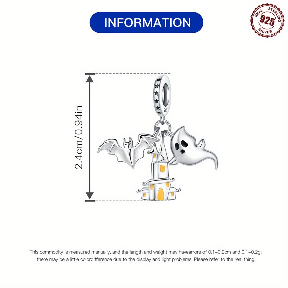 Серебряный шарм с замком-призраком и летучей мышью, камень рождения в ноябре для браслетов