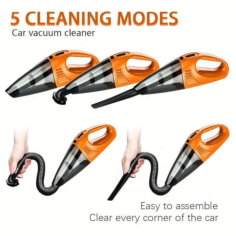 Handheld Car Vacuum Cleaner with Strong Suction Low Noise Portable Wet Dry 0.4L Dust Cup