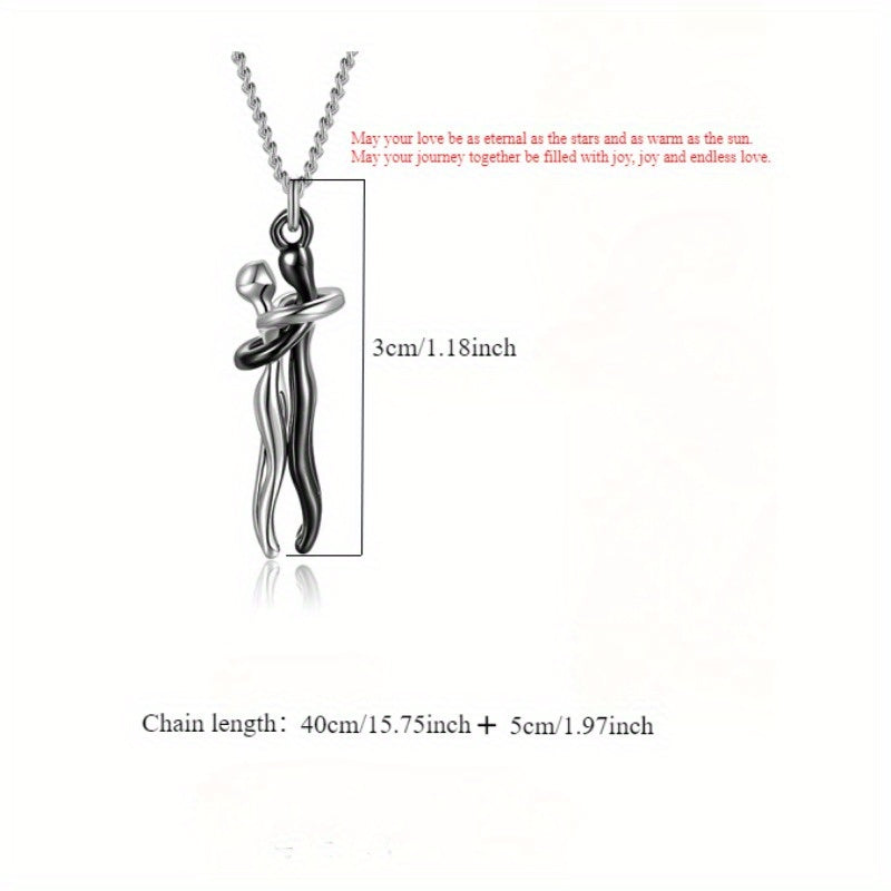 Sterling Silver Couples Necklace for Valentine's Day Love Gift Jewelry for Weddings