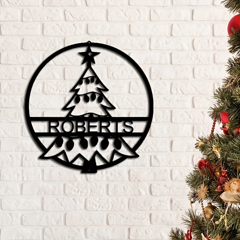 Christmas Tree Wall Decor Sign Customized Iron Festive Family Art Black Metal Holiday Decoration