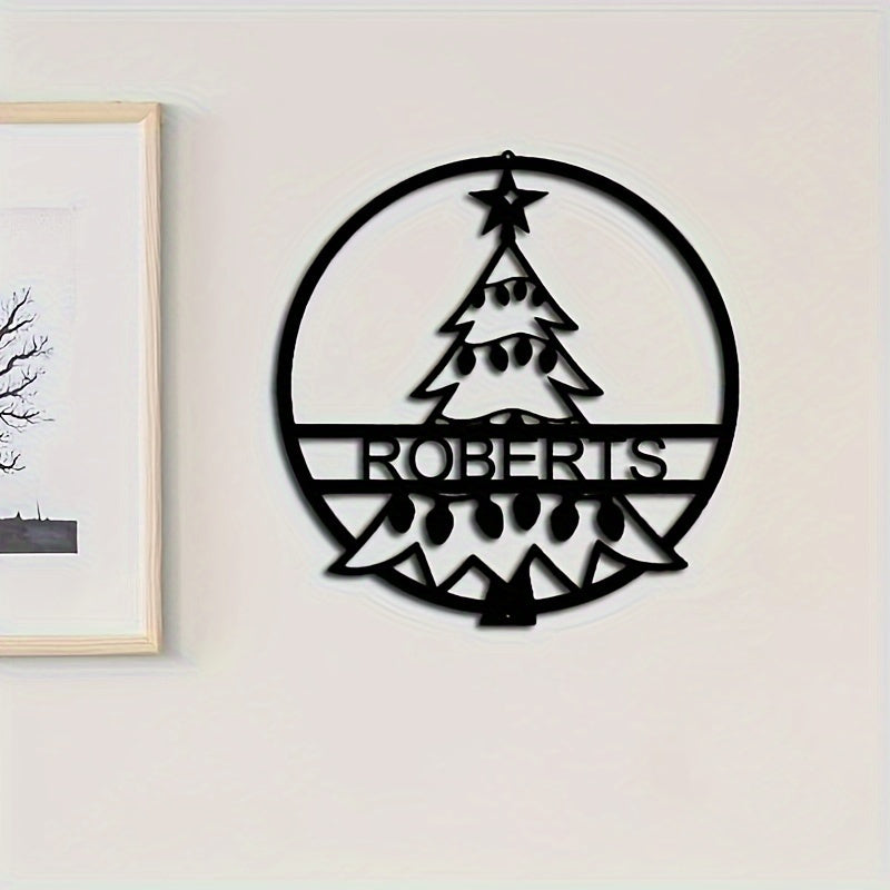 Christmas Tree Wall Decor Sign Customized Iron Festive Family Art Black Metal Holiday Decoration