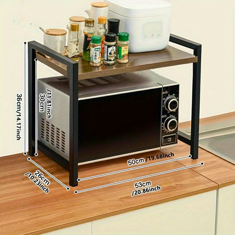 Metal Countertop Rack Double Layer Kitchen Organizer for Microwave Oven Spices