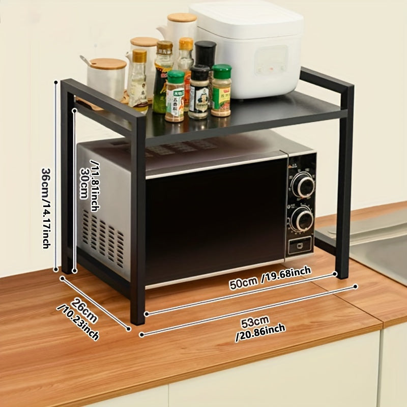 Metal Countertop Rack Double Layer Kitchen Organizer for Microwave Oven Spices