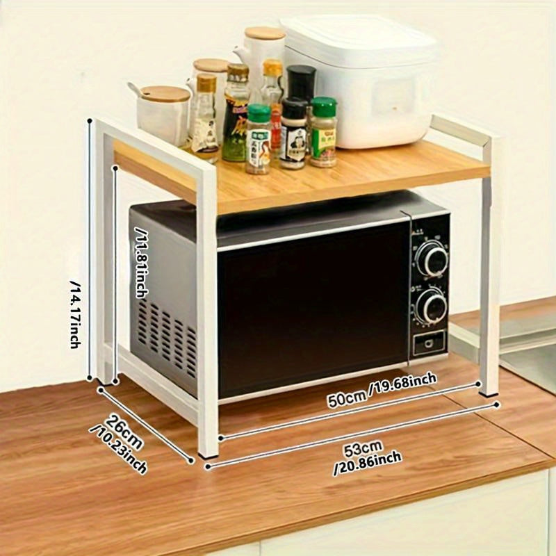 Metal Countertop Rack Double Layer Kitchen Organizer for Microwave Oven Spices