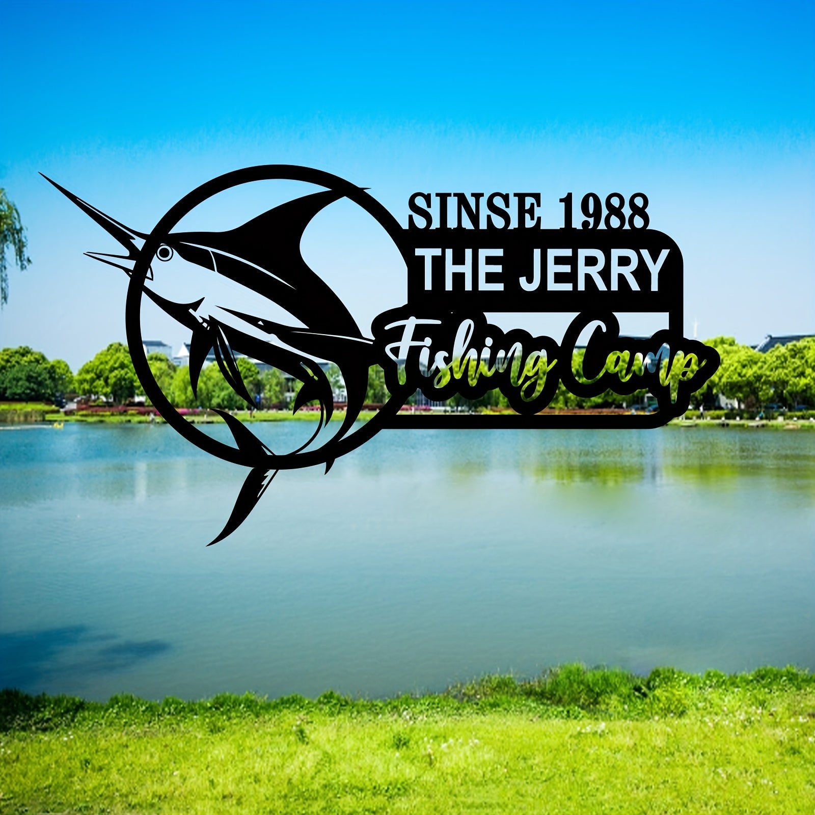 Personalized Iron Fishing and Camping Wall Art for Fathers and Outdoors Enthusiasts