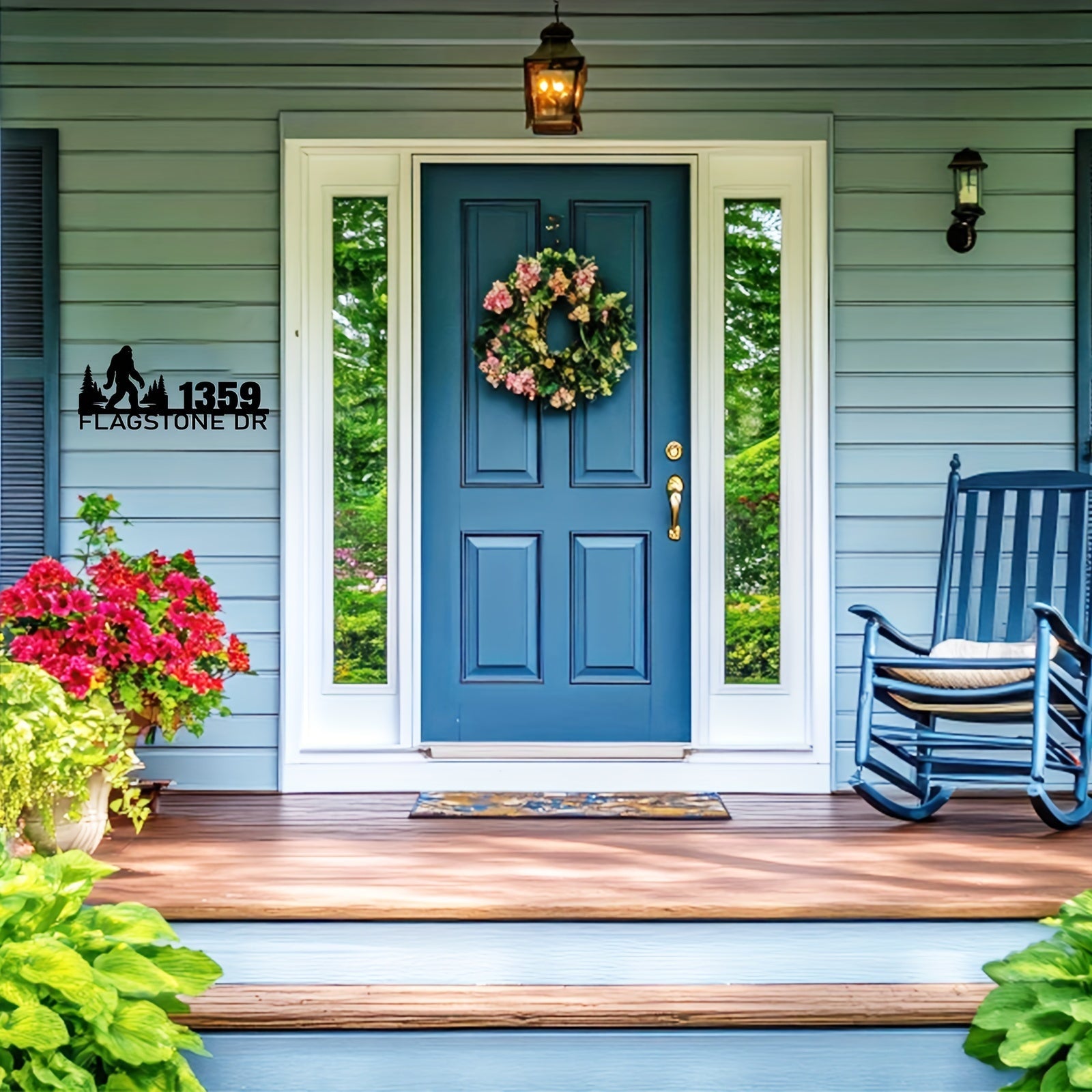 Personalized Metal Address Plaque Forest Design for Mountain Homes Wall or Surface Mount Black Finish