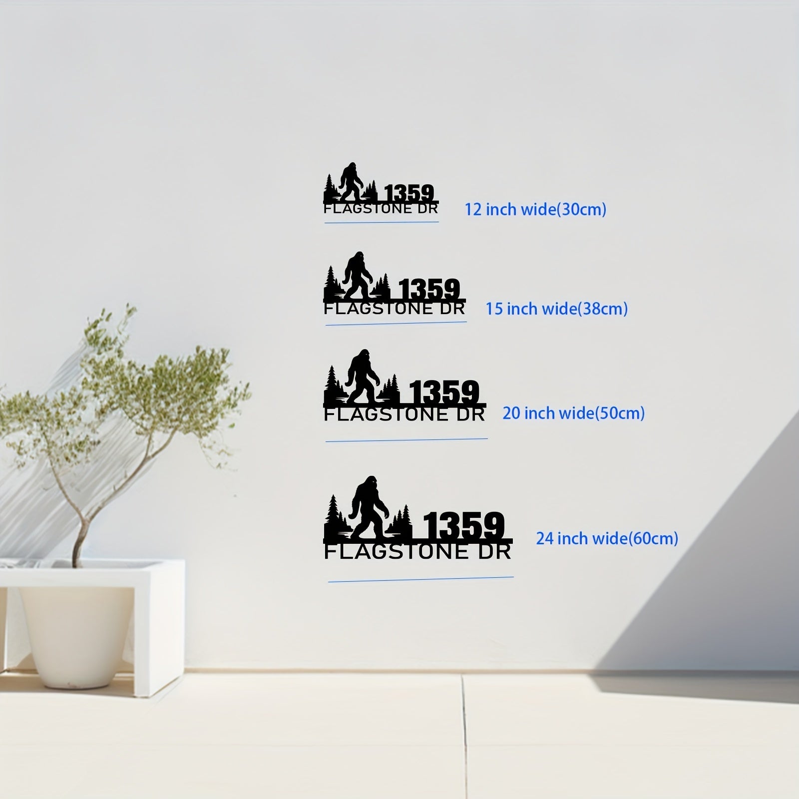 Personalized Metal Address Plaque Forest Design for Mountain Homes Wall or Surface Mount Black Finish