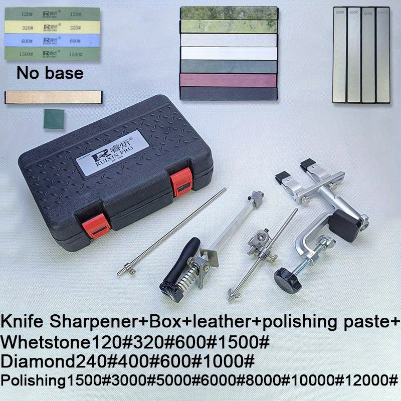 Knife Sharpener Kit with 360° Rotation Fixed Angle Aluminum Alloy Diamond Grit