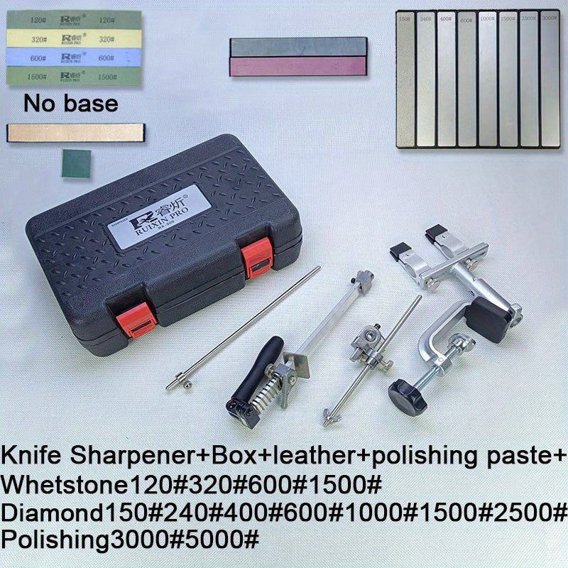 Knife Sharpener Kit with 360° Rotation Fixed Angle Aluminum Alloy Diamond Grit