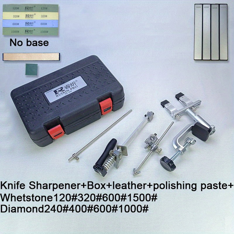 Knife Sharpener Kit with 360° Rotation Fixed Angle Aluminum Alloy Diamond Grit
