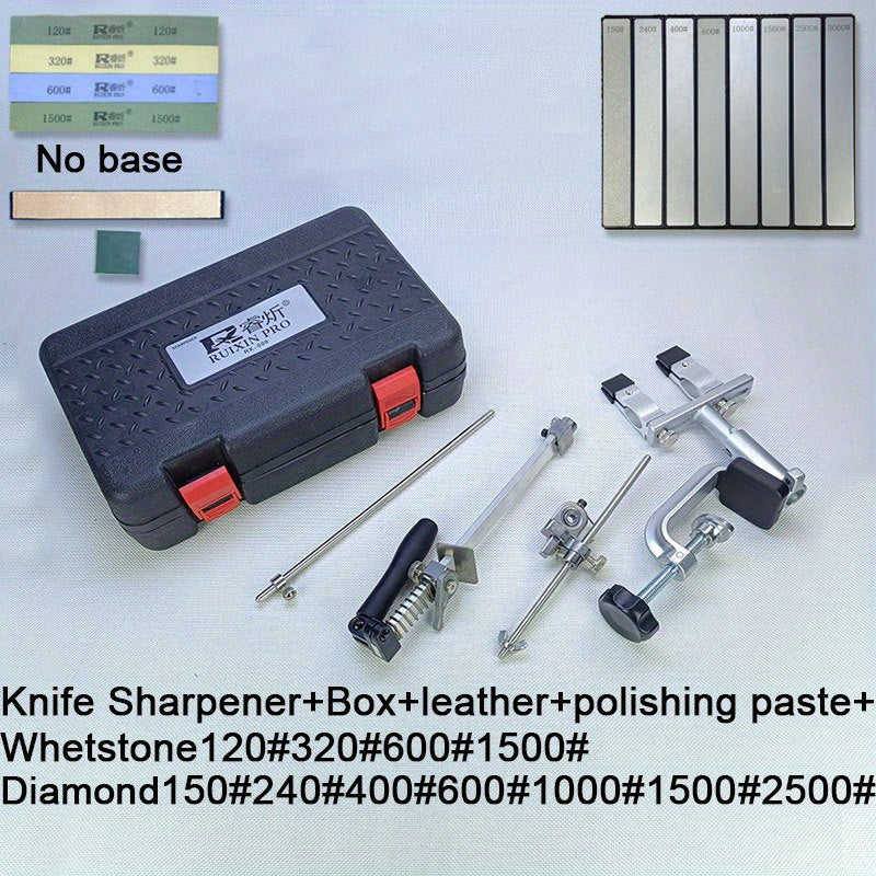 Knife Sharpener Kit with 360° Rotation Fixed Angle Aluminum Alloy Diamond Grit