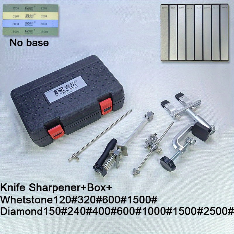 Knife Sharpener Kit with 360° Rotation Fixed Angle Aluminum Alloy Diamond Grit
