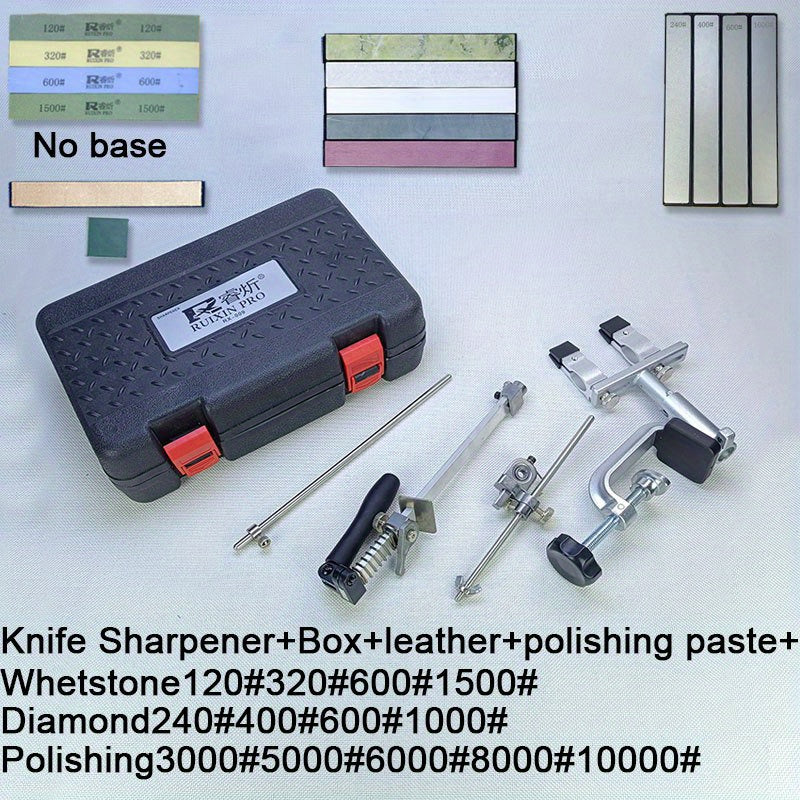 Knife Sharpener Kit with 360° Rotation Fixed Angle Aluminum Alloy Diamond Grit