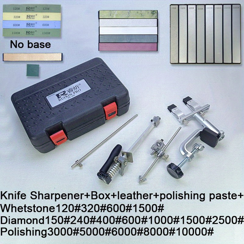 Knife Sharpener Kit with 360° Rotation Fixed Angle Aluminum Alloy Diamond Grit