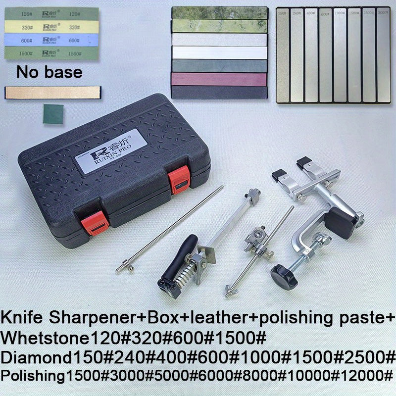 Knife Sharpener Kit with 360° Rotation Fixed Angle Aluminum Alloy Diamond Grit