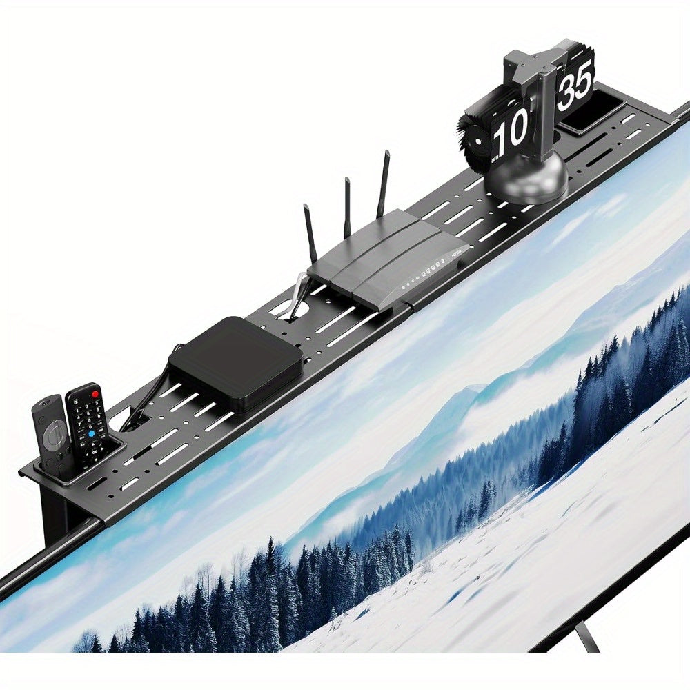 Entertainment Furniture for Living Room with Steel TV Stand, Adjustable Shelf, Storage Boxes