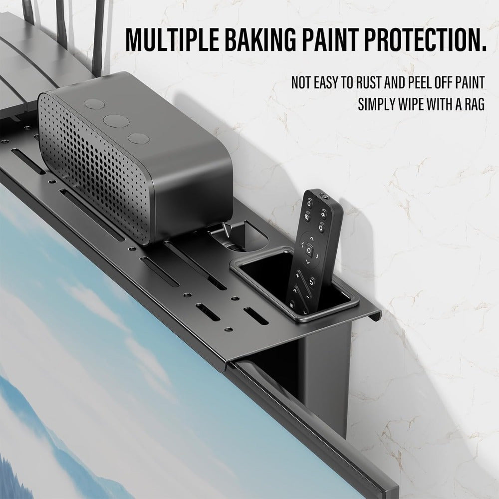 Entertainment Furniture for Living Room with Steel TV Stand, Adjustable Shelf, Storage Boxes