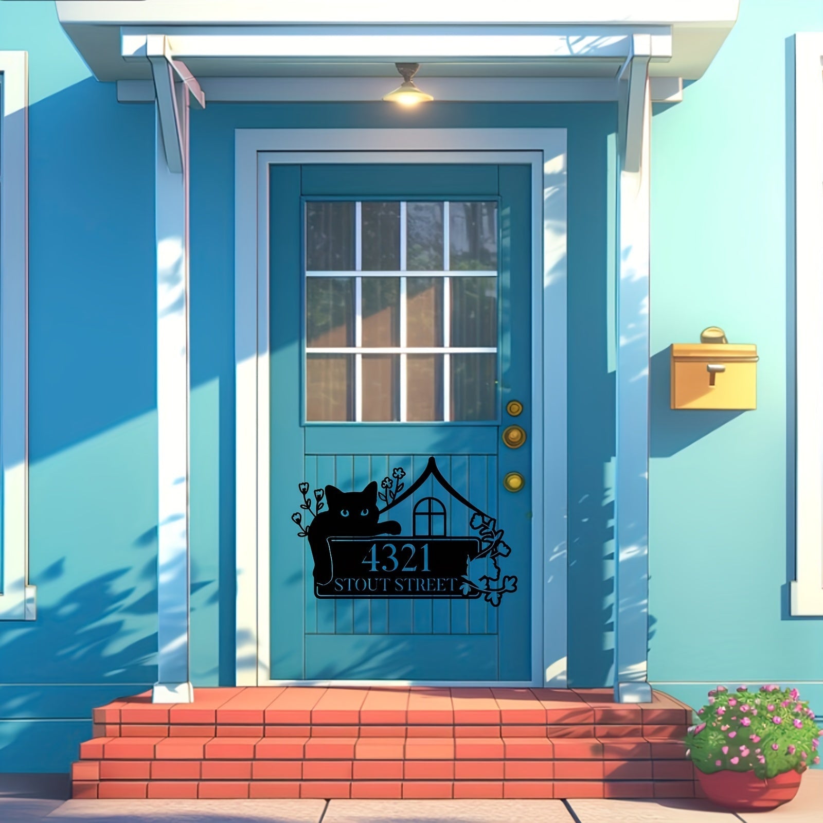 Murk metal uy raqami plakati mushuk sevuvchilar uchun shaxsiylashtirilgan tashqi devor belgilari