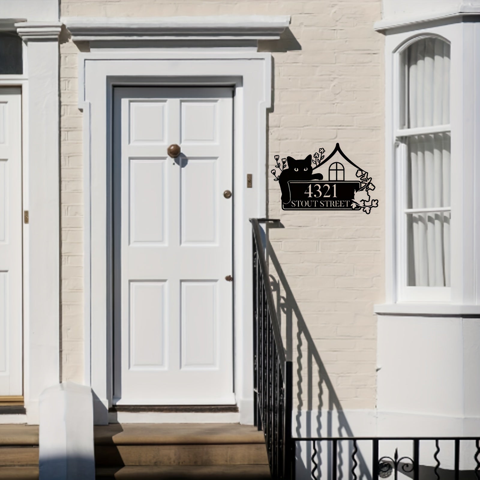 Murk metal uy raqami plakati mushuk sevuvchilar uchun shaxsiylashtirilgan tashqi devor belgilari