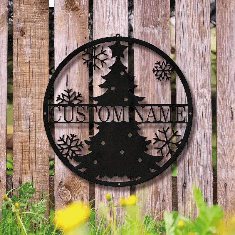 Shaxsiylashtirilgan Xona Belgisi Qor To'plari Bilan, O'ziga Xos Temir Bayram Ornament Klassik Uslubda, Ideal Rojdestvo Sovg'asi - Moslashtiriladigan Qora Temir Rojdestvo Daraxti Devori Dekori, Elektrsiz