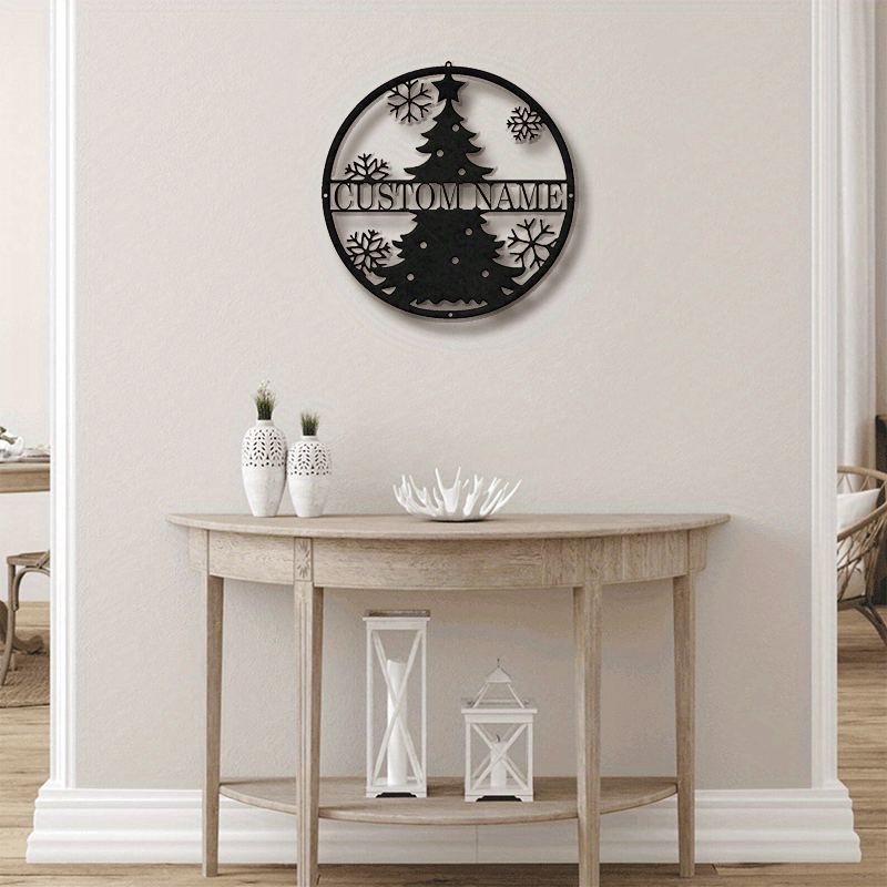 Personalized Snowflake Wall Sign with Iron Holiday Ornament for Christmas Decor