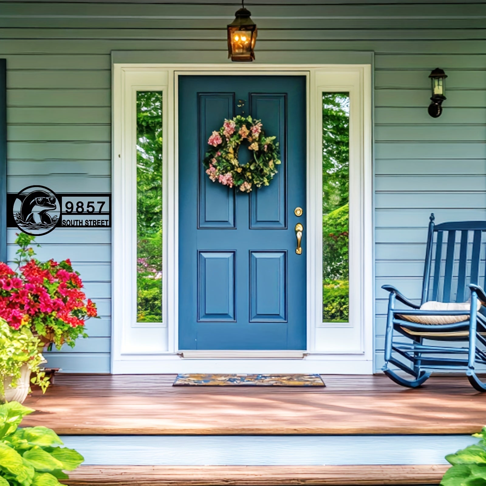 Zamonaviy Delfin Metall Manzil Belgisi - Ko'zoynakli - Qora, Plyajga Ilhomlangan Tashqi Uy Raqami Plaketi, Uyga O'tish yoki Yangi Uy Sovg'asi Uchun Mukammal