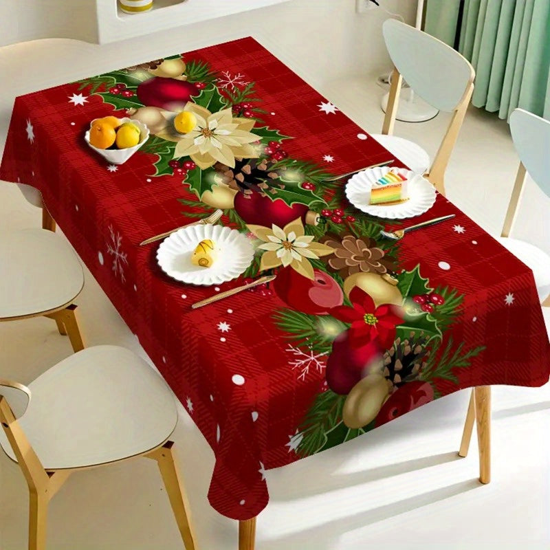 Polyester Christmas Tablecloth Square Woven Water Stain Resistant Holiday Decor