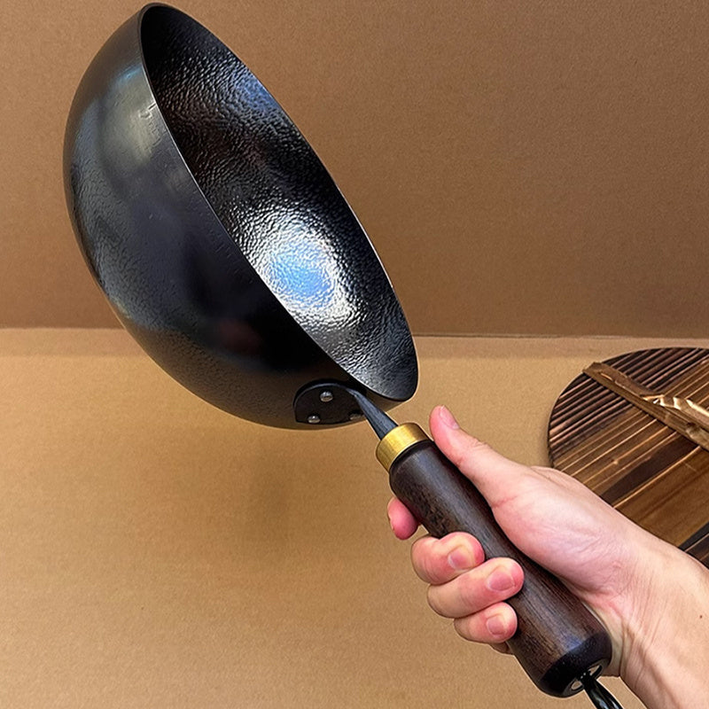 Cast Iron Wok 1 Piece Non-Stick Chinese Chef Pan for Induction Gas Stove