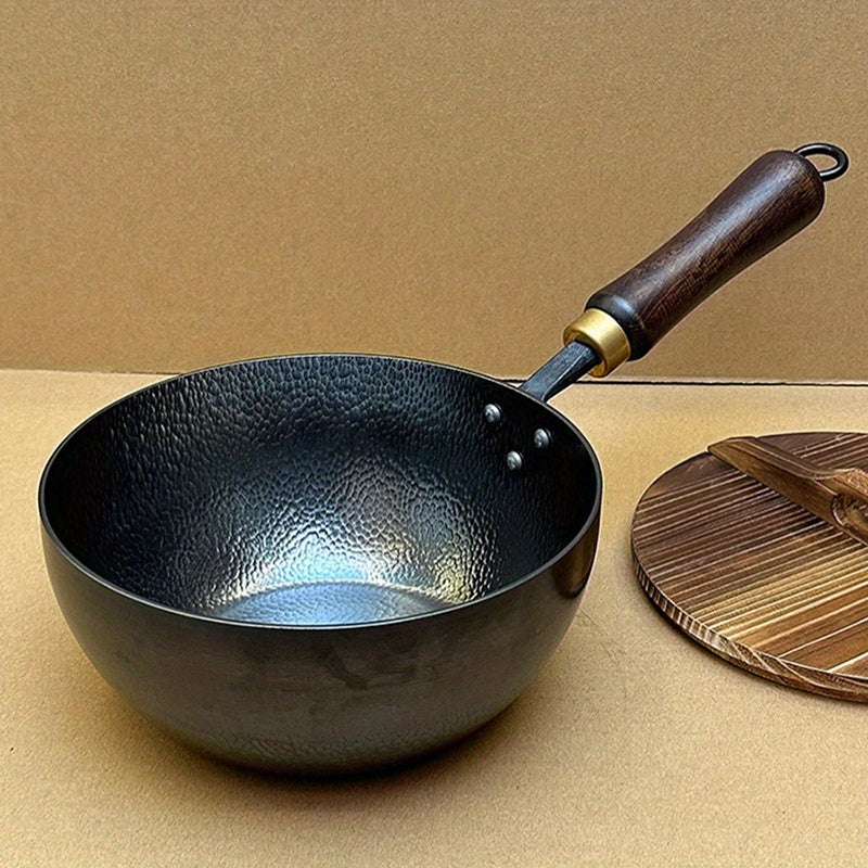 Cast Iron Wok 1 Piece Non-Stick Chinese Chef Pan for Induction Gas Stove