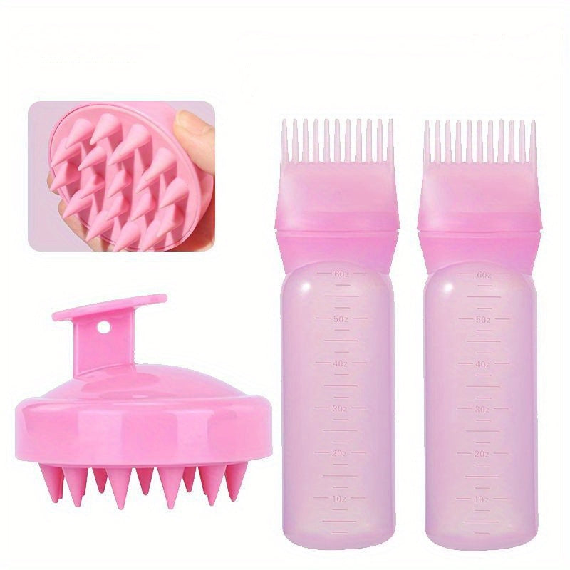 Hair Care Kit with Scalp Massager Shampoo Brush and Root Comb Applicator for All Hair Types