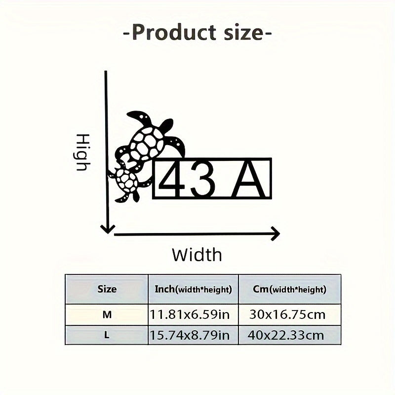 Personalized Sea Turtle Metal Address Sign Door Hanger Garden Decor Iron Home Number Plaque