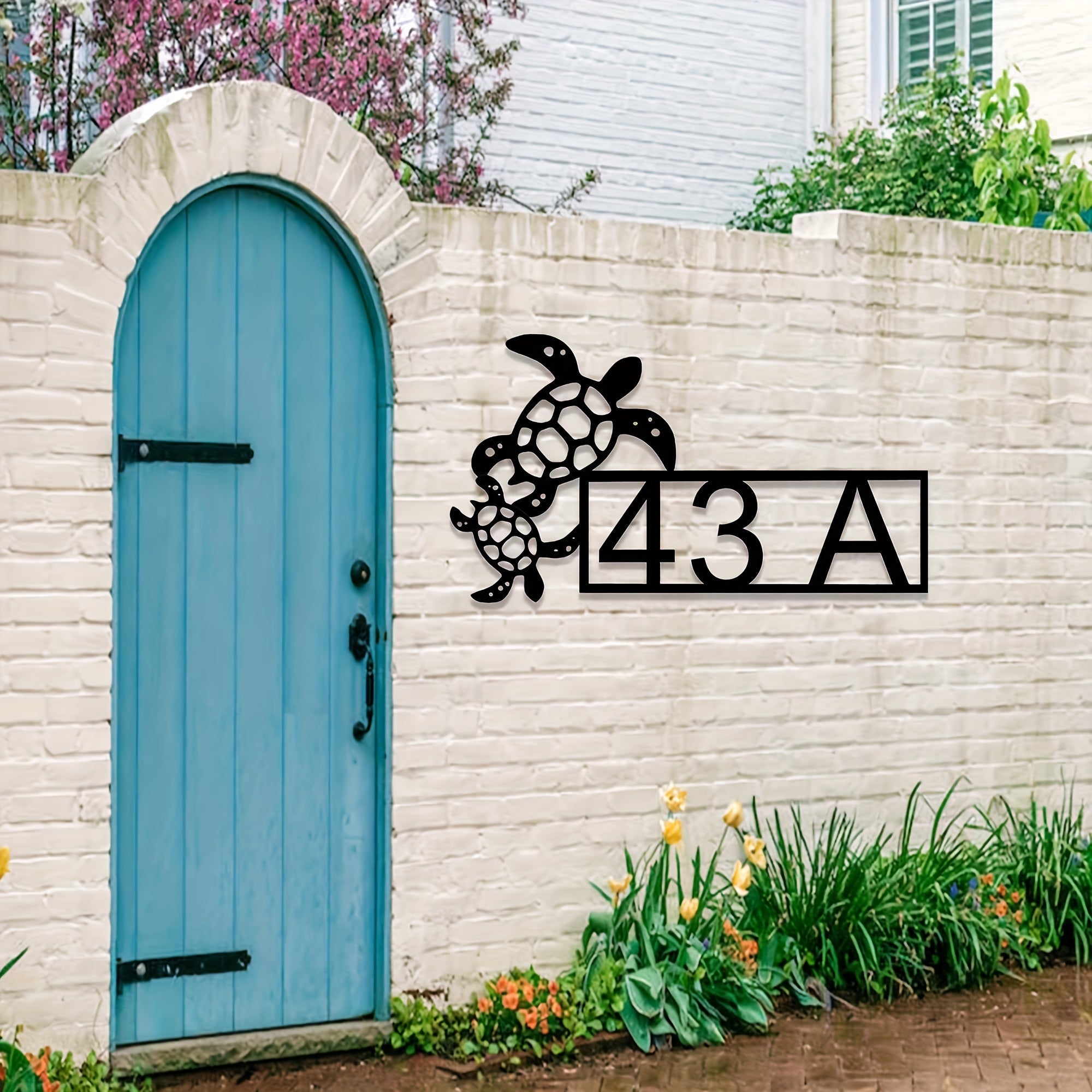 Shaxsiylashtirilgan Dengiz Turtlasi Metall Manzil Belgisi Eski Hanger - Kirish va Bog' Dekor uchun Temir Uy Raqam Plakasi, 14 yosh va undan katta yoshdagilar uchun mos