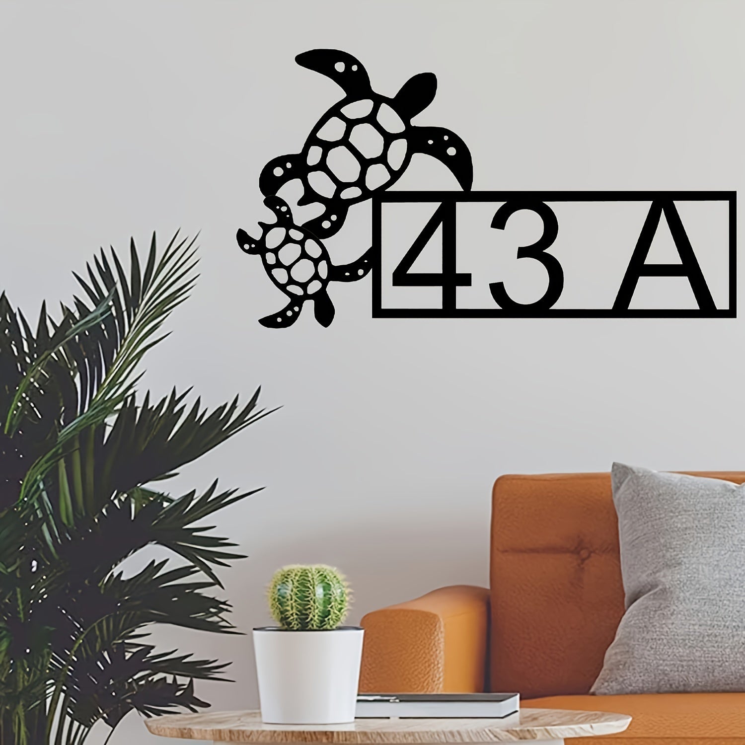 Personalized Sea Turtle Metal Address Sign Door Hanger Garden Decor Iron Home Number Plaque