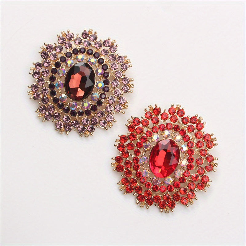 Retro-Inspired Oversized Rhinestone Brooch Alloy Crystal Pin for Outfits