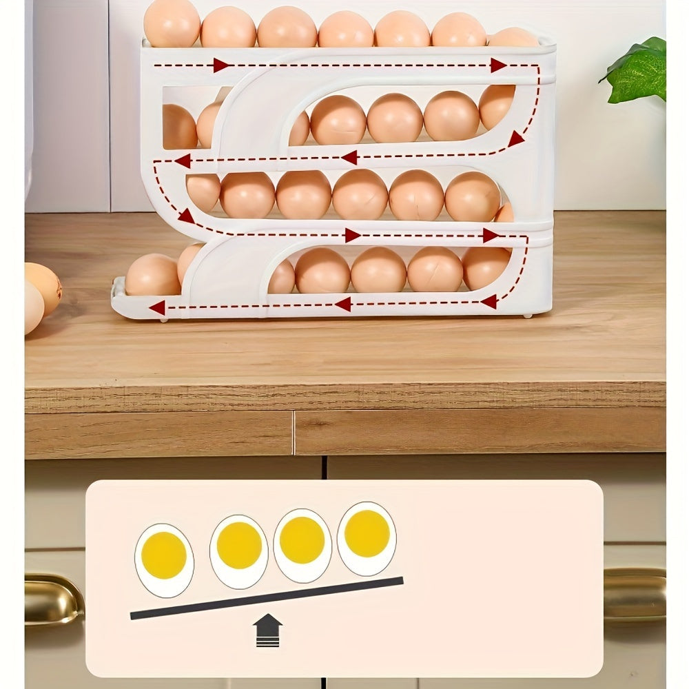 Egg Storage Rack for Refrigerator 3/4 Tier Slider Freshness Preserving Plastic