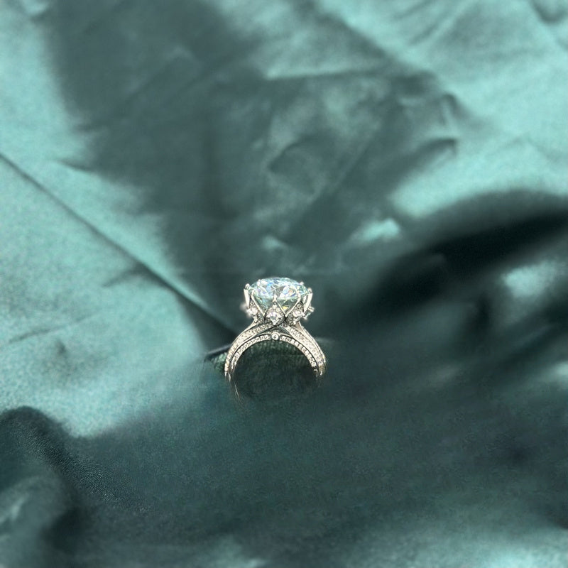 10 Ct Moissanite Engagement Ring Sterling Silver 18K Gold Plated Solitaire for Women