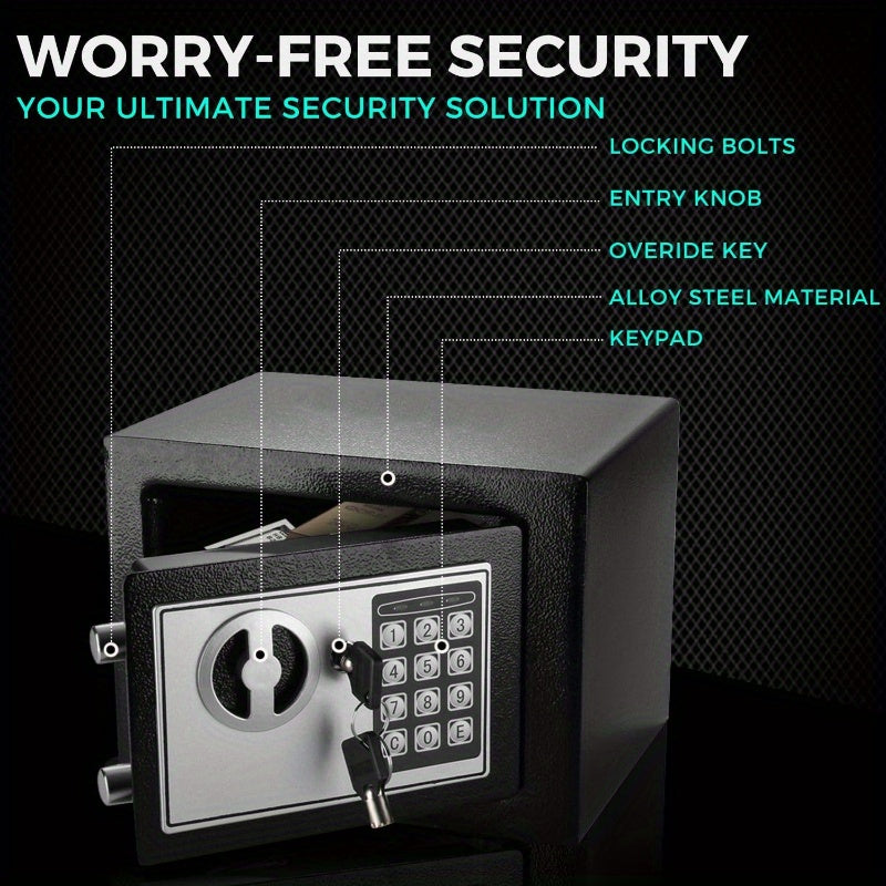 Compact Digital Safe with Keyboard Lock for Valuables Home Office Storage